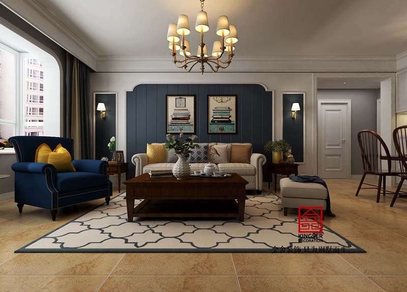 瀚唐二期139平米美式風(fēng)格裝修效果圖