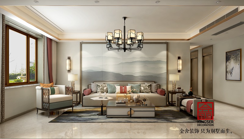 明靖莊園新中式風(fēng)格客廳裝修設(shè)計(jì)
