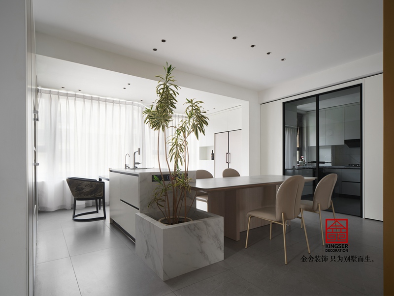 榮盛華府205㎡現(xiàn)代風格裝修完工實景圖