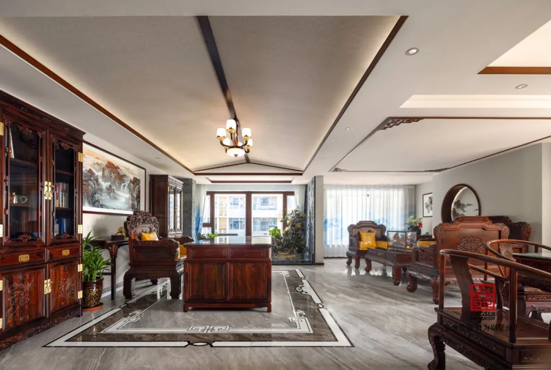 恒大華府700㎡中式風格裝修-辦公區(qū)