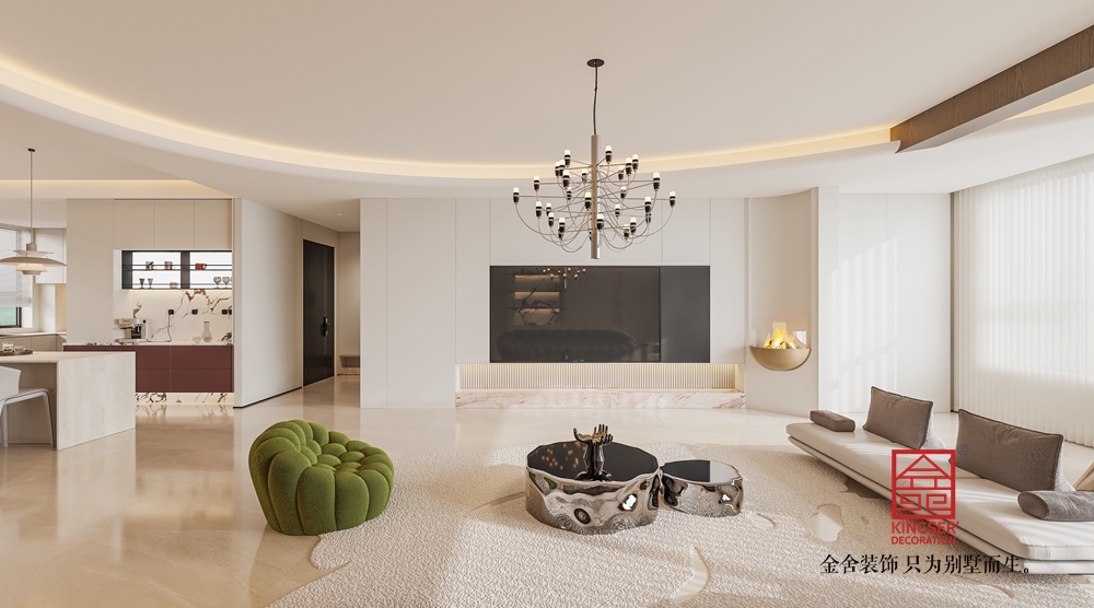 沙河自建別墅400平米現(xiàn)代簡(jiǎn)約風(fēng)格裝修-客廳