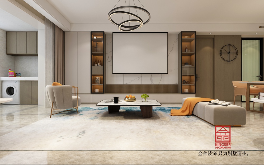 瀚林甲第130平米現(xiàn)代簡約裝修-客廳